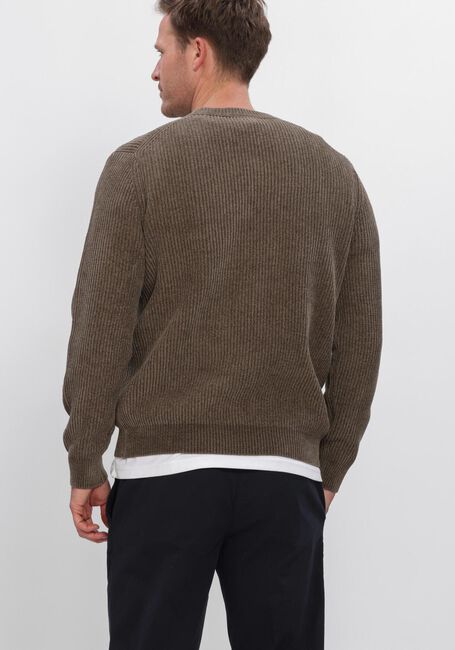 Bruine PROFUOMO Trui PULLOVER CREW NECK CHENILLE RIB - large
