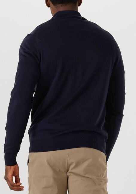 Donkerblauwe PROFUOMO Trui PULLOVER HALF ZIP MERINO - large