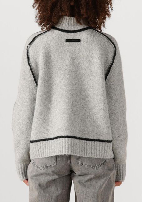 Lichtgrijze HAUTE L'AMITIÉ Trui TOBY HEM LINE KNIT - large