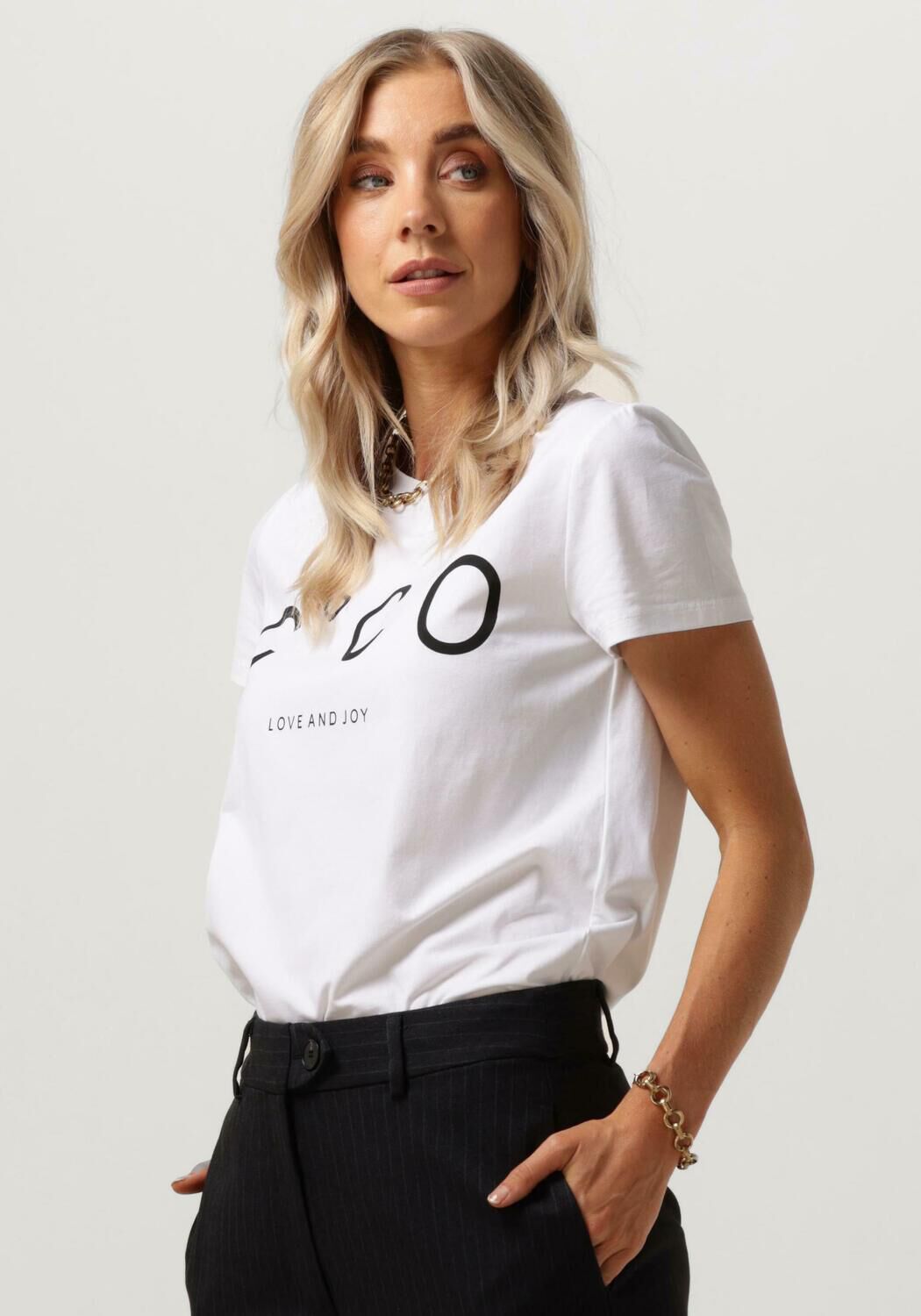 Co'Couture T-Shirt Dames Coco Signature Tee, Maat: L, Kleur: Wit