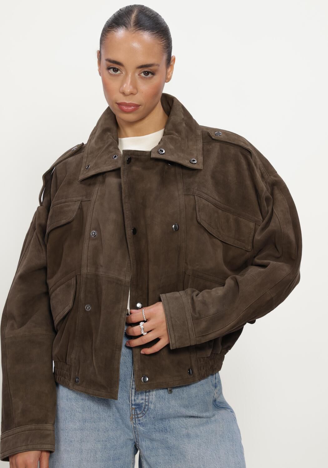 Bruine ALTER EGO Jack HOLLY SUEDE JACKET - large