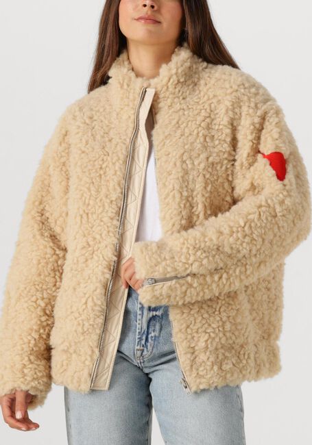 Beige ALIX THE LABEL Teddy jas LADIES WOVEN TEDDY COAT - large