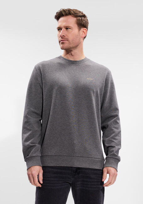 Donkergrijze WOOLRICH Trui LOGO INTERLOCK CREWNECK - large