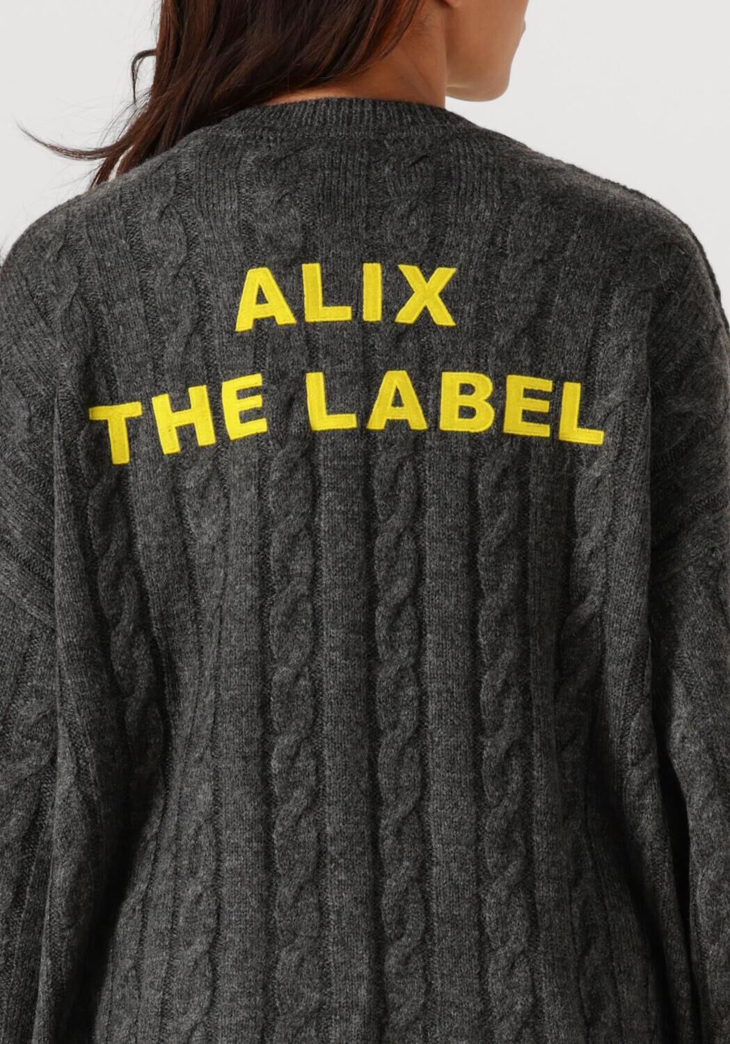 Donkergrijze ALIX THE LABEL Trui LADIES KNITTED CROPPED CABLE JUMPER - large