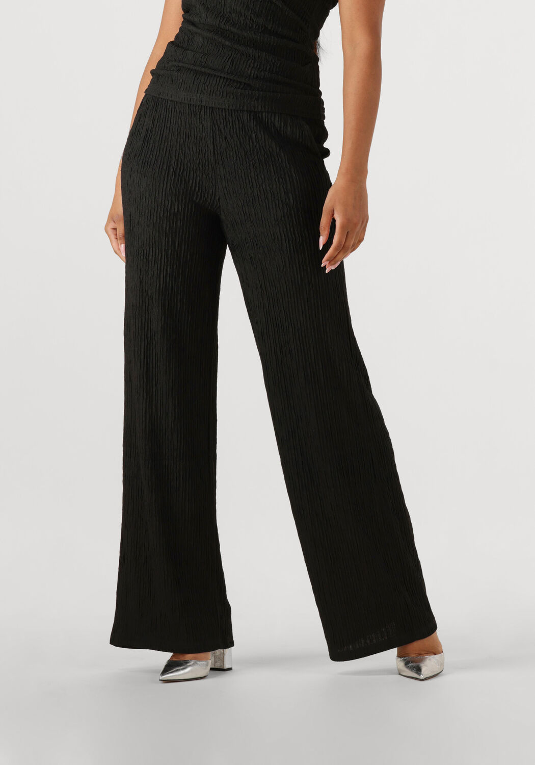 AAIKO Wijde Broek Dames Ramona Structure Pes 564, Maat: XL, Kleur: Zwart afbeelding 1