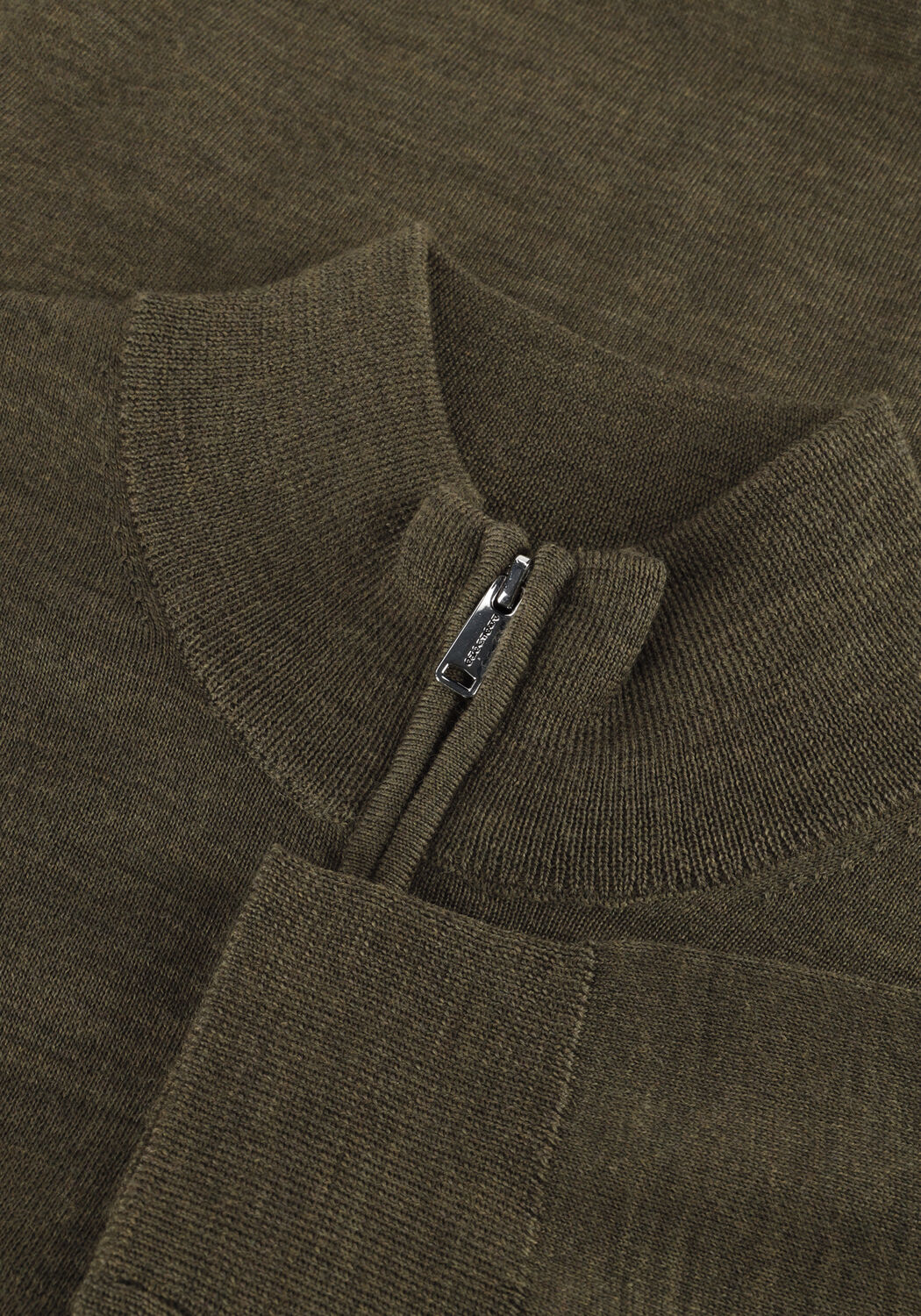 Groene PROFUOMO Trui PULLOVER HALF ZIP MERINO - large