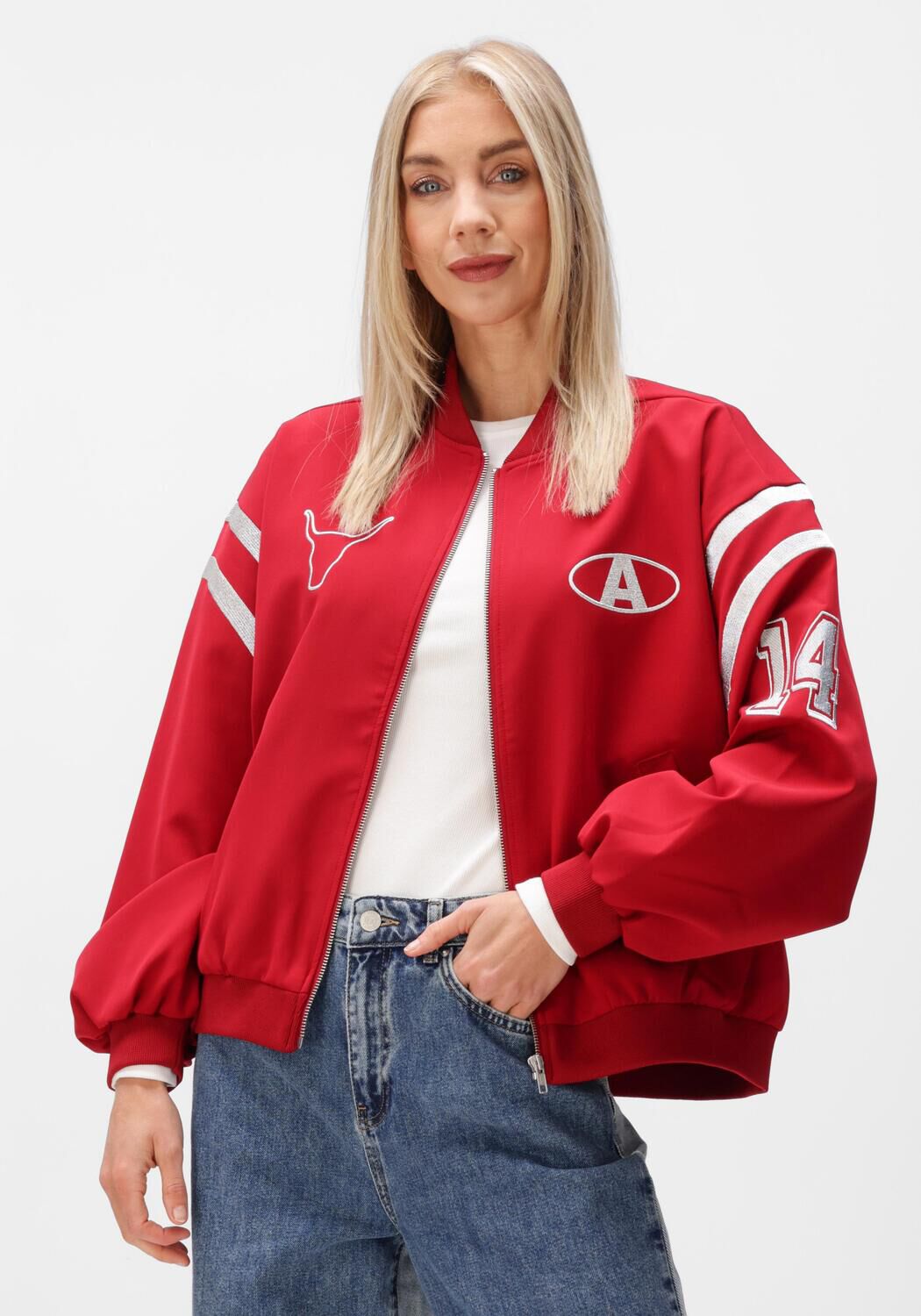 Alix the Label Jack Dames Ladies Woven Tape Jacket, Maat: L, Kleur: Rood afbeelding 1