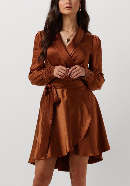 Bruine NOTRE-V Mini jurk NV-DORIS SATIN DRESS - large
