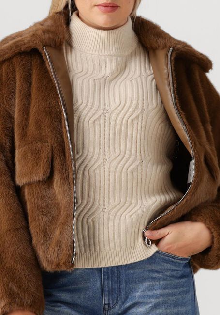Bruine DANTE6 Faux fur jas ENTITY FAUX FUR BOMBER JACKET - large