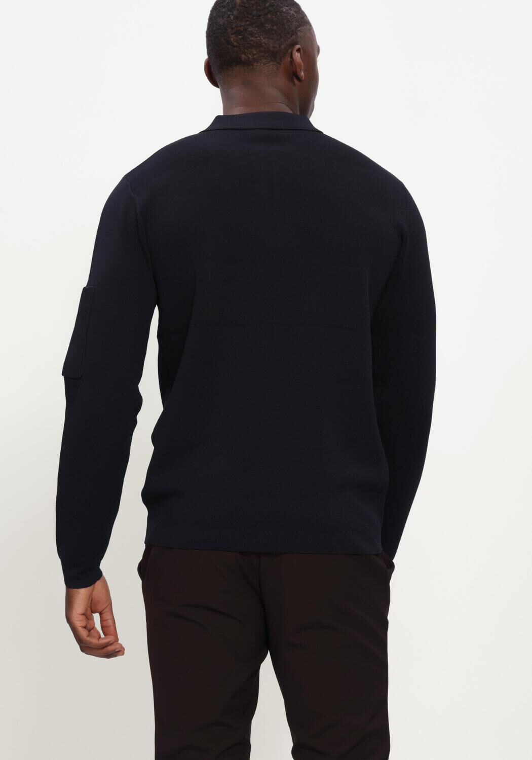 Donkerblauwe GENTI Trui POLO ZIP LS - large