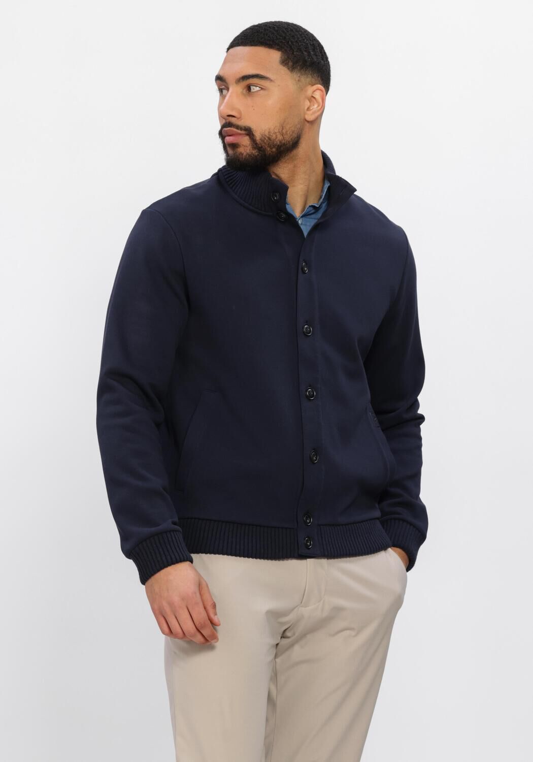 Fay Vest Heren Giubbino Felpa Bottoni, Maat: XL, Kleur: Donkerblauw afbeelding