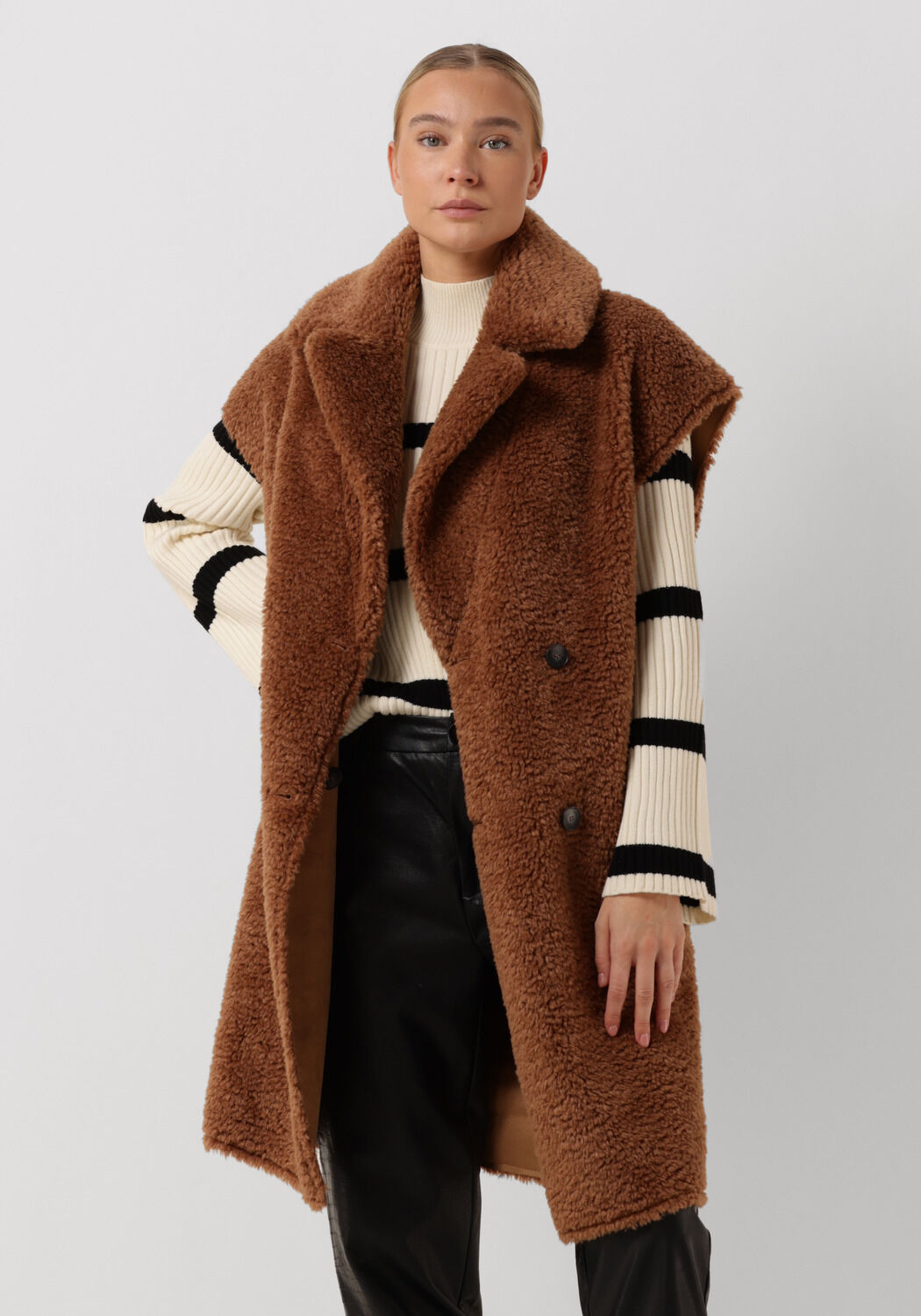 Beaumont Teddy Jas Dames Reversible Lammy Long Body, Maat: 38, Kleur: Camel