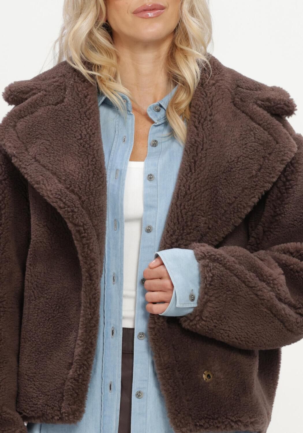 Bruine ALTER EGO Teddy jas JUDY TEDDY WOOL JACKET - large