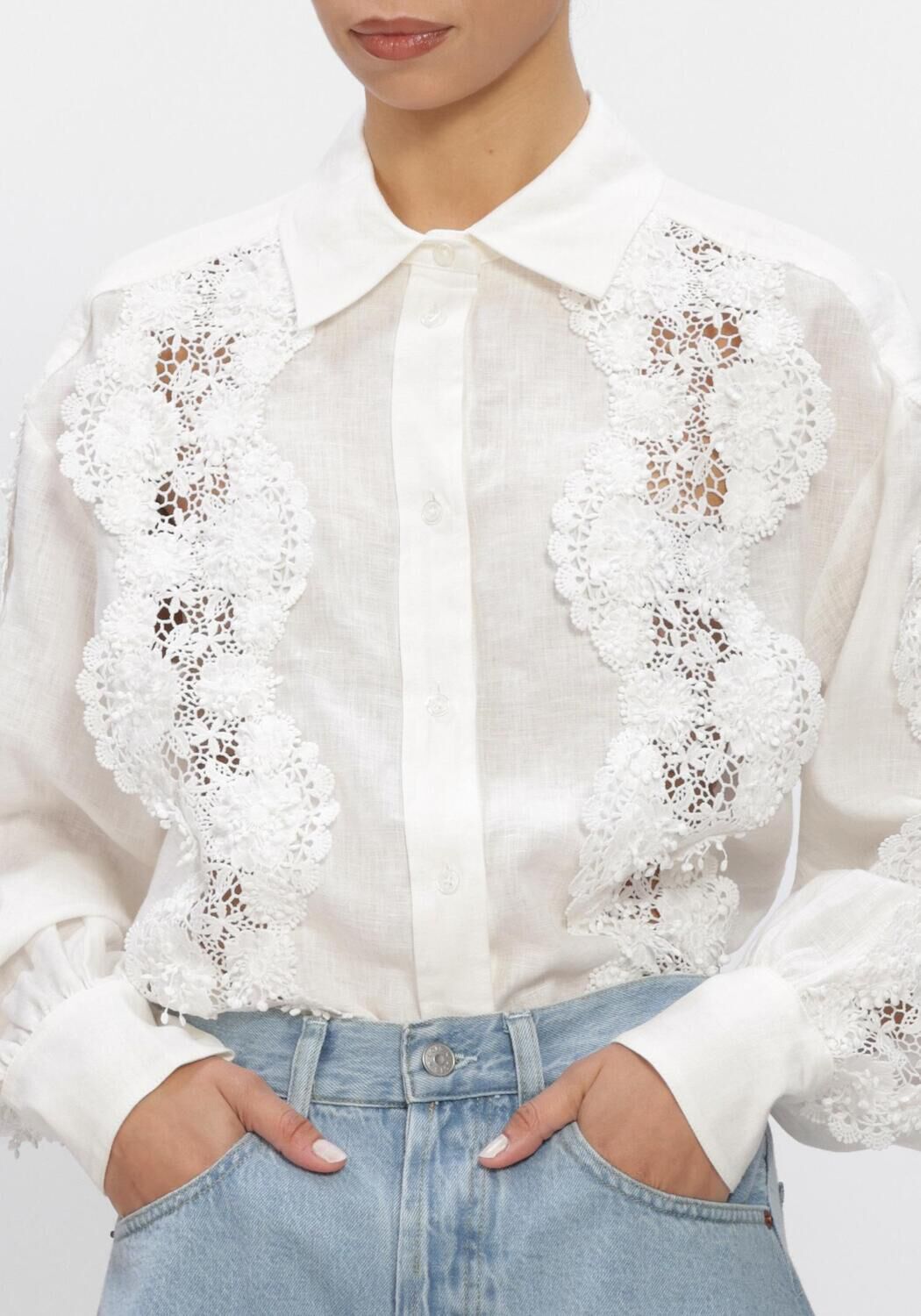 Witte DANTE6 Tops & T-shirts AMANDYNE LACE DETAIL SHIRT - large