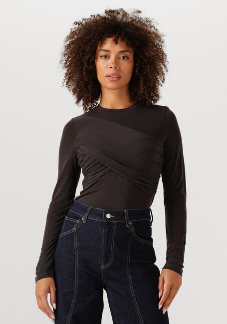 Antraciet CO'COUTURE Top CAMILLA DRAPE LONGSLEEVE BLOUSE - large