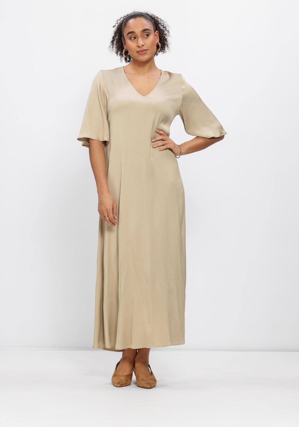 Drykorn Maxi Jurk Dames Tivona, Maat: M, Kleur: Beige afbeelding 1