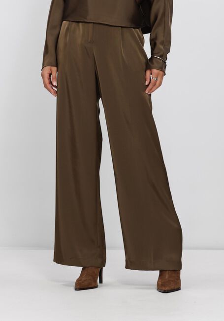Olijf DANTE6 Wijde broek JULES BOLD SATIN SMART PANTS - large