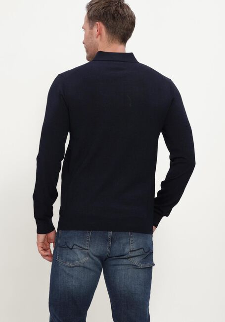 Donkerblauwe STEFANO LAURAN Trui POLO BUTTON MERINO - large