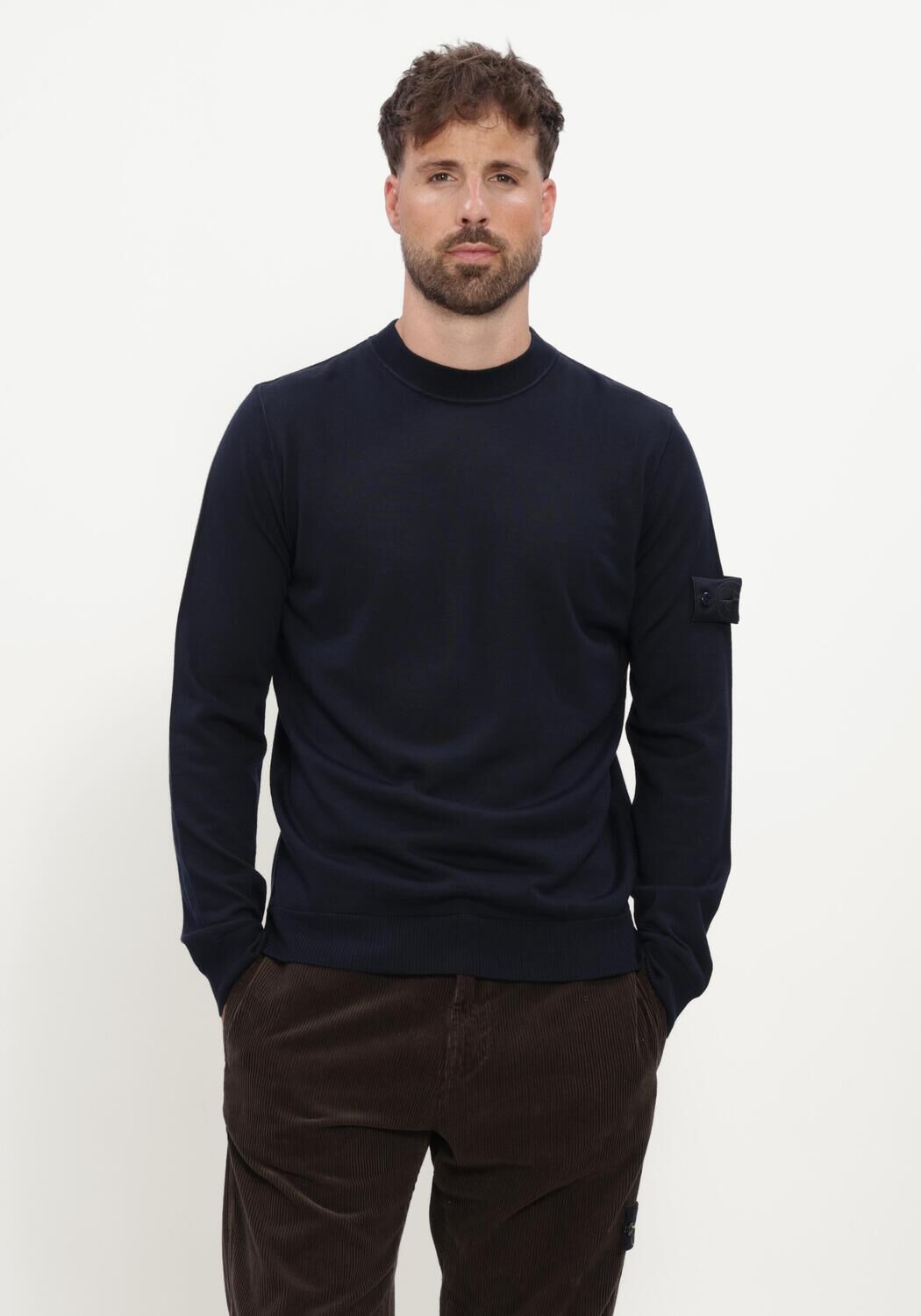 Donkerblauwe STONE ISLAND Trui CREW NECK S00FC - large