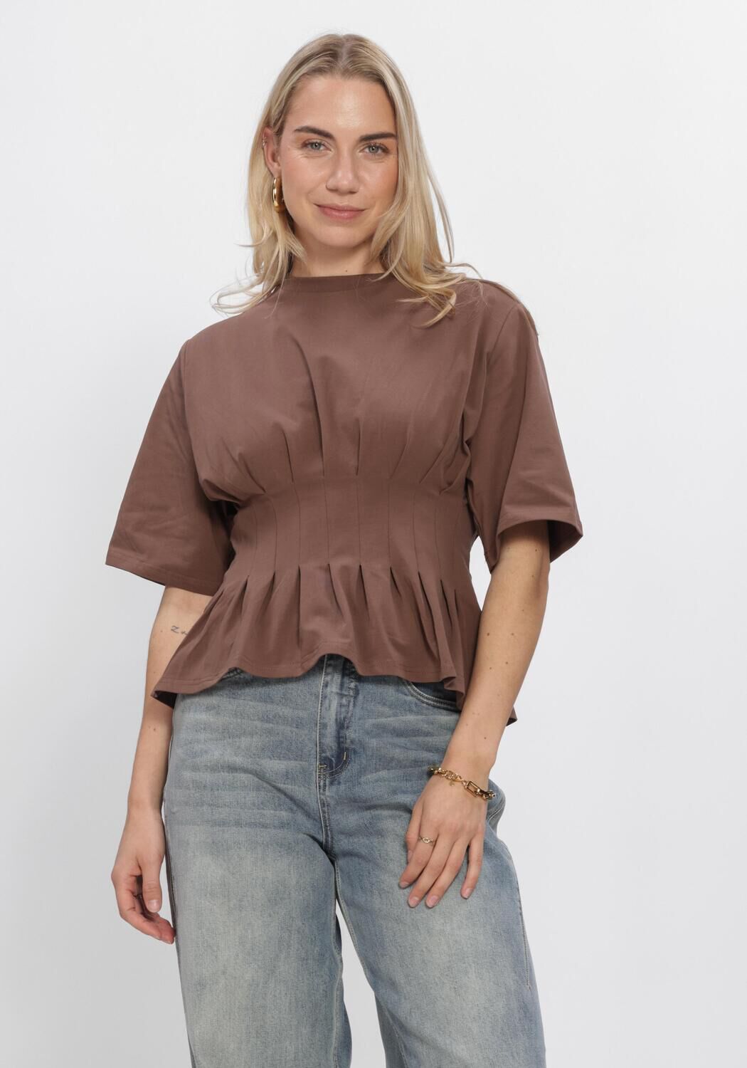 Gestuz Top Dames Gzinez Tee, Maat: M, Kleur: Bruin afbeelding 1