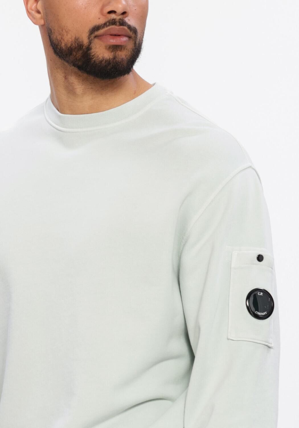 Lichtblauwe CP COMPANY Sweater COTTON DIAGONAL FLEECE CREWNECK LENS SWEATSHIRT - large