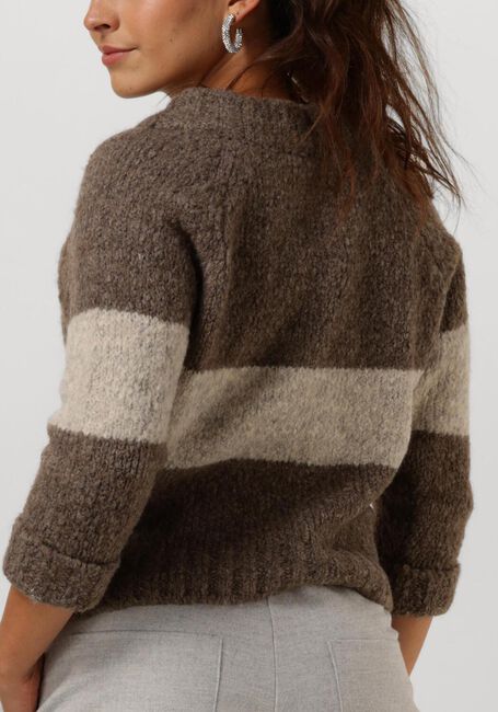Bruine PENN & INK Trui 225 JUMPER STRIPE - large
