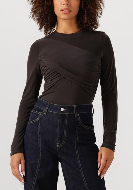 Antraciet CO'COUTURE Top CAMILLA DRAPE LONGSLEEVE BLOUSE - large