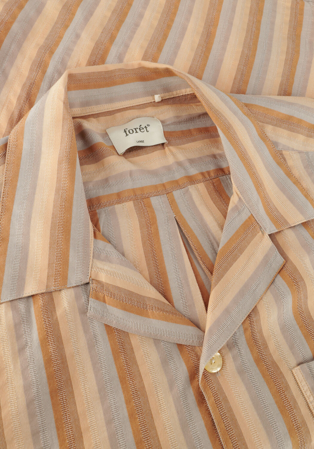 Bruine FOR&Eacute;T Casual overhemd OTTER SEERSUCKER SS SHIRT - large