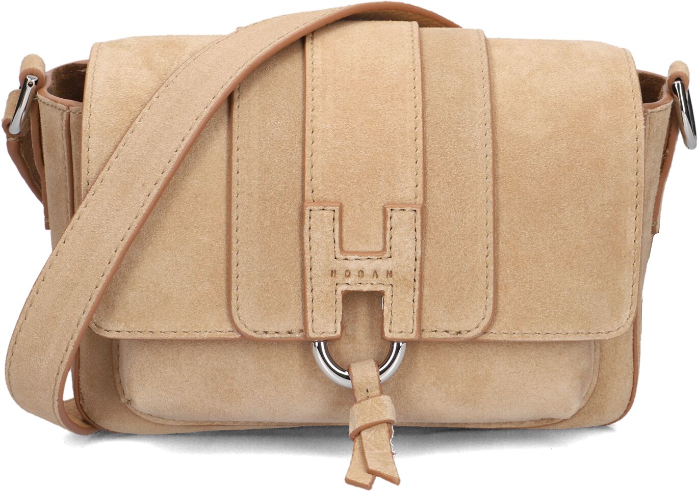 Hogan Hogan Schoudertas Dames H01x Flap Bag, Materiaal: Suède, Kleur: Camel