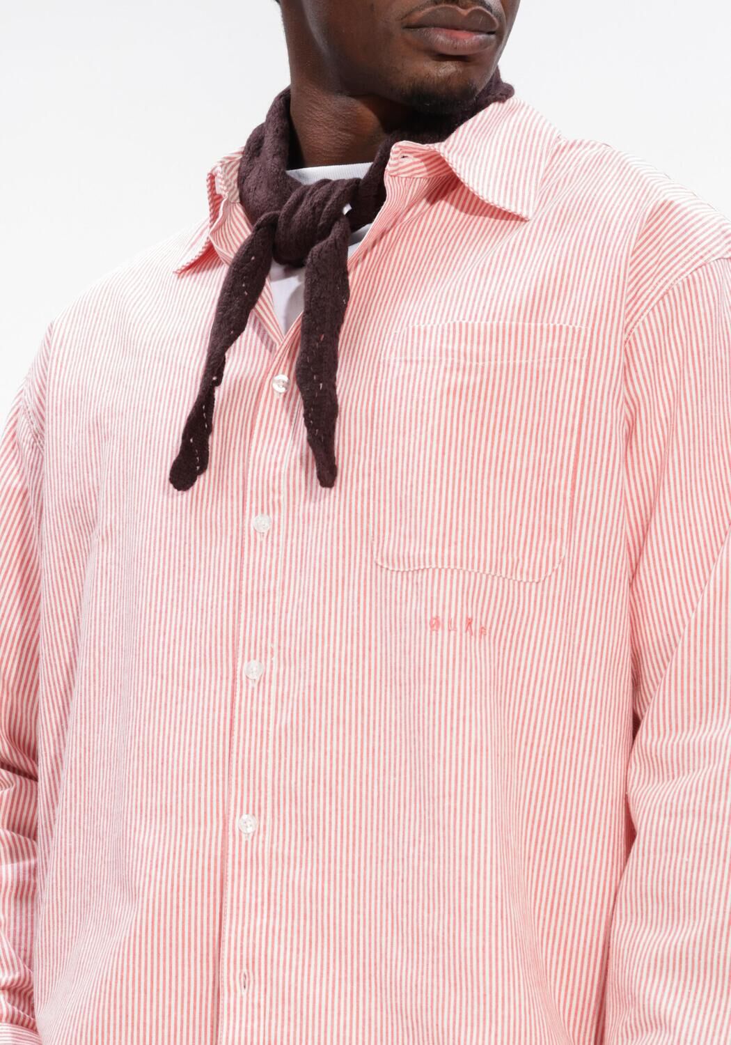 Perzik OLAF HUSSEIN Casual overhemd OVERSIZED STRIPE OXFORD SHIRT - large