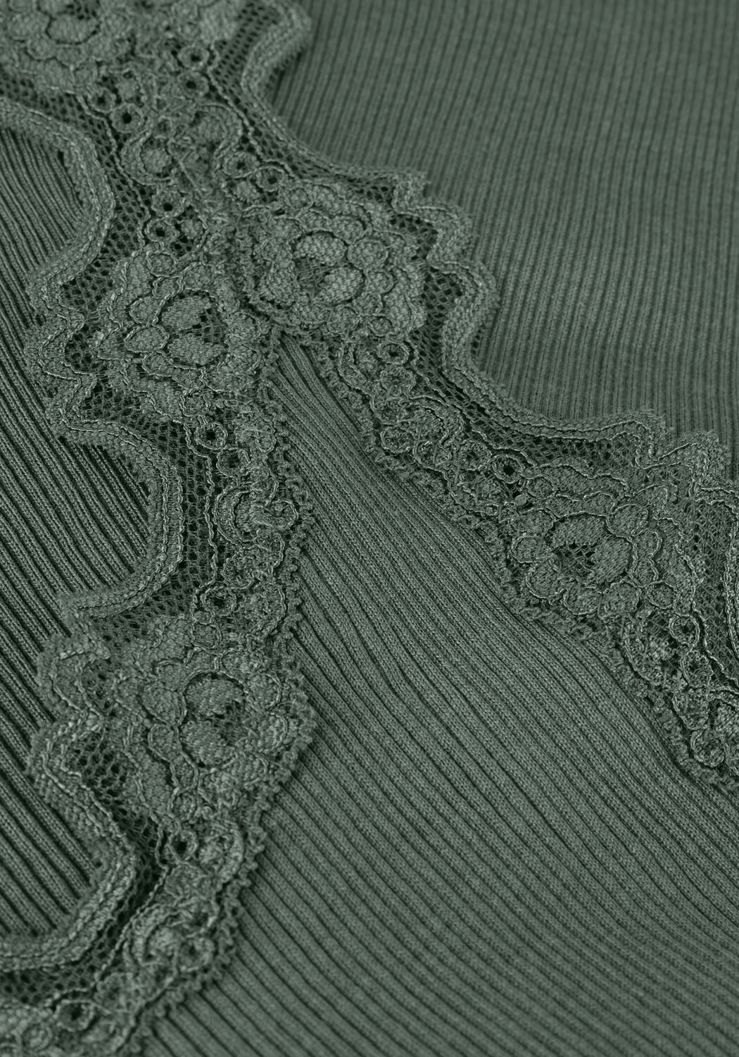 Donkergroene ROSEMUNDE Top SILK TOP W/ LACE - large