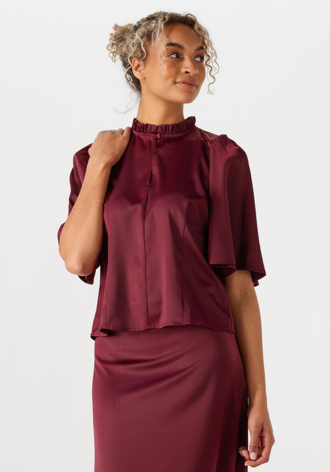 Co'Couture Blouse Dames Adnacc Open Back Ss Blouse, Maat: L, Kleur: Bordeaux