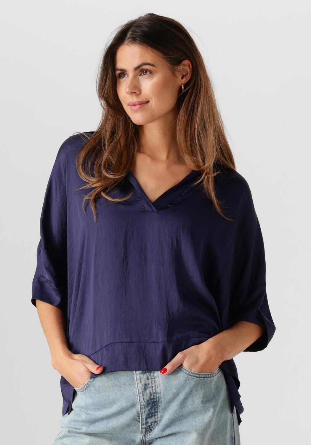 Summum Top Dames Top Short Sleeves Silky Touch, Maat: 34, Kleur: Donkerblauw afbeelding 1
