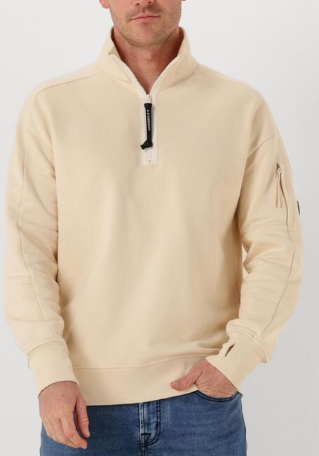 Creme CP COMPANY Trui SWEATSHIRTS POLO COLLAR IN DIAGONAL RAISED FLEECE - large