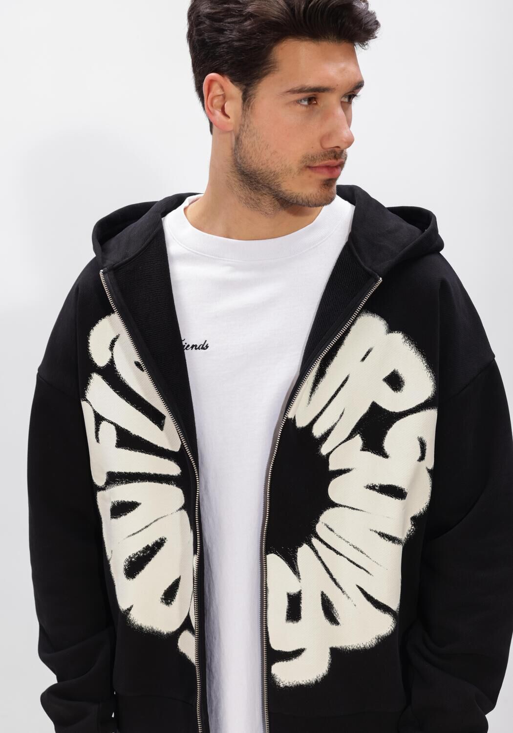 Zwarte FLANEUR Vest SOUNDS GOOD ZIP-UP - large