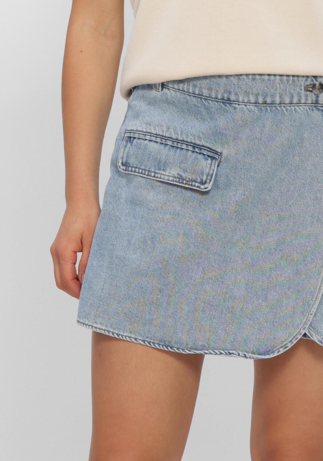 Lichtblauwe CO'COUTURE Shorts ASJACC WRAP DENIM SKORT - large