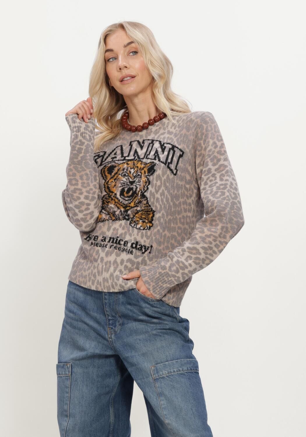 Multi GANNI Tops & T-shirts GRAPHIC WOOL SWEATER TIGER - large