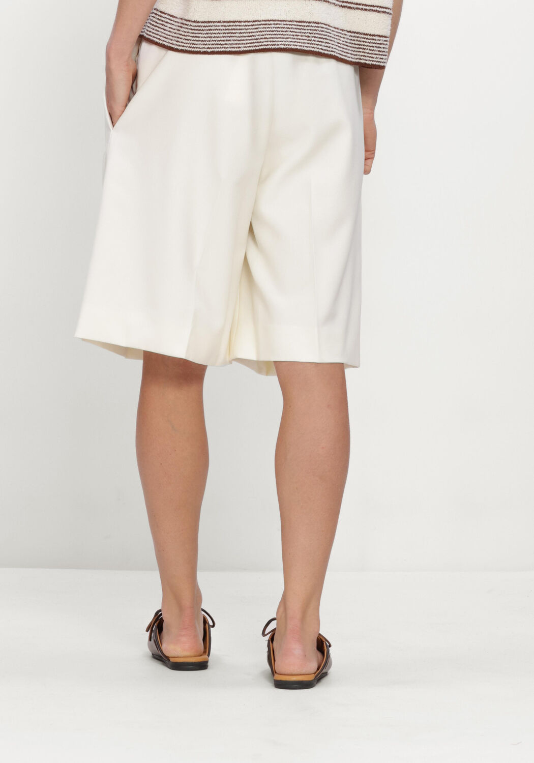 Gebroken wit ROHE Korte broek TAILORED SINGLE PLEAT SHORTS - large