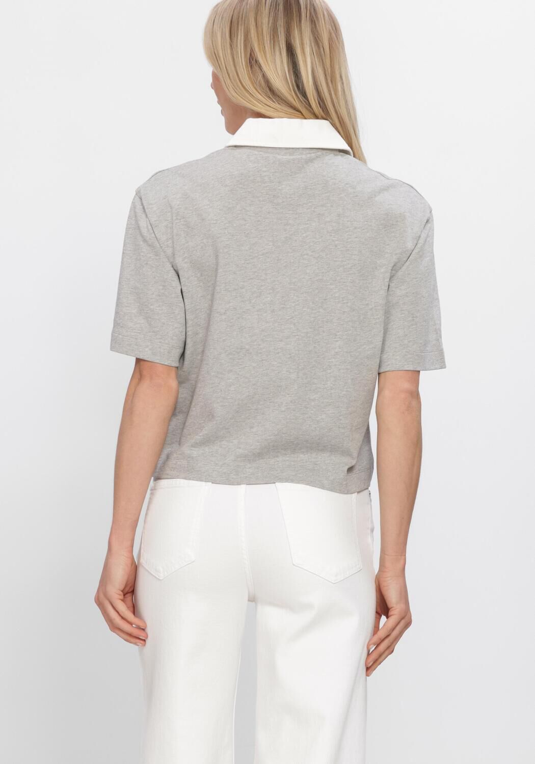 Lichtgrijze CLOSED Tops & T-shirts CROPPED RUGBY SHIRT - large