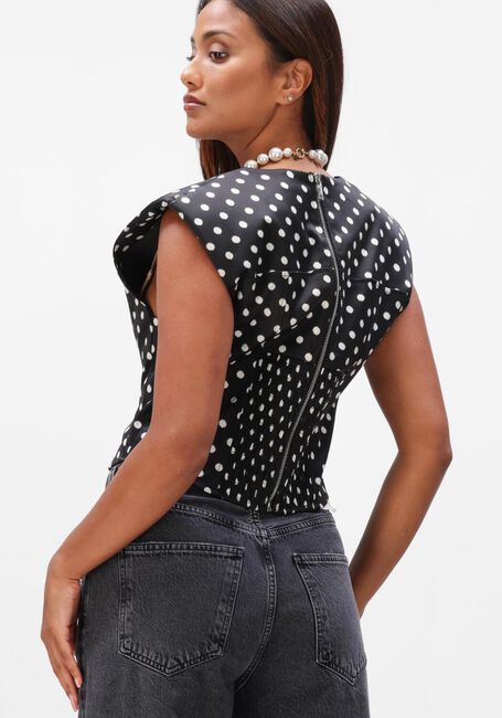 Zwarte GANNI Top PRINTED DOUBLE SATIN CORSET TOP - large