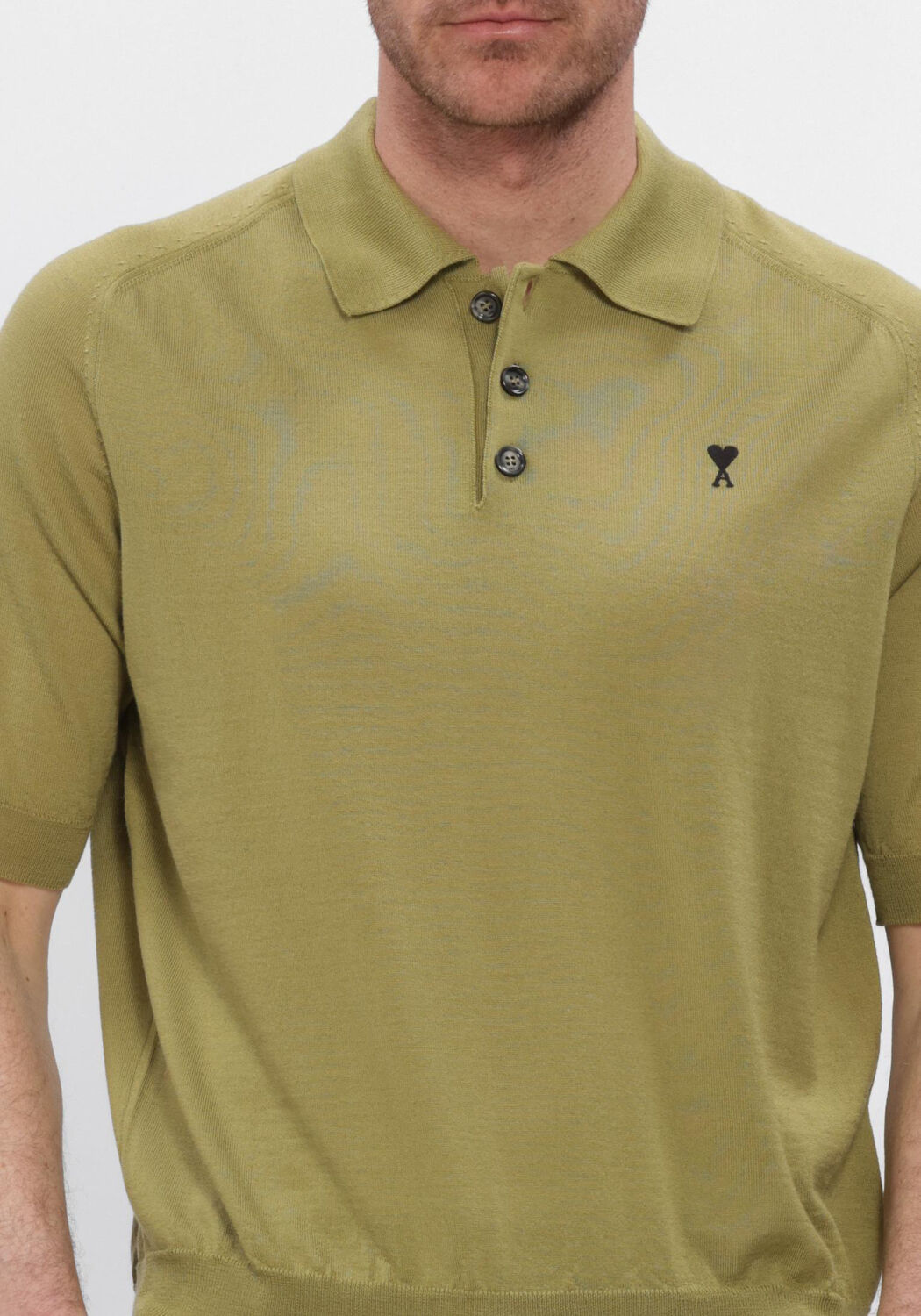 Groene AMI PARIS Polo SHORT SLEEVES POLO WITH CONTRASTED AMI DE COEUR - large