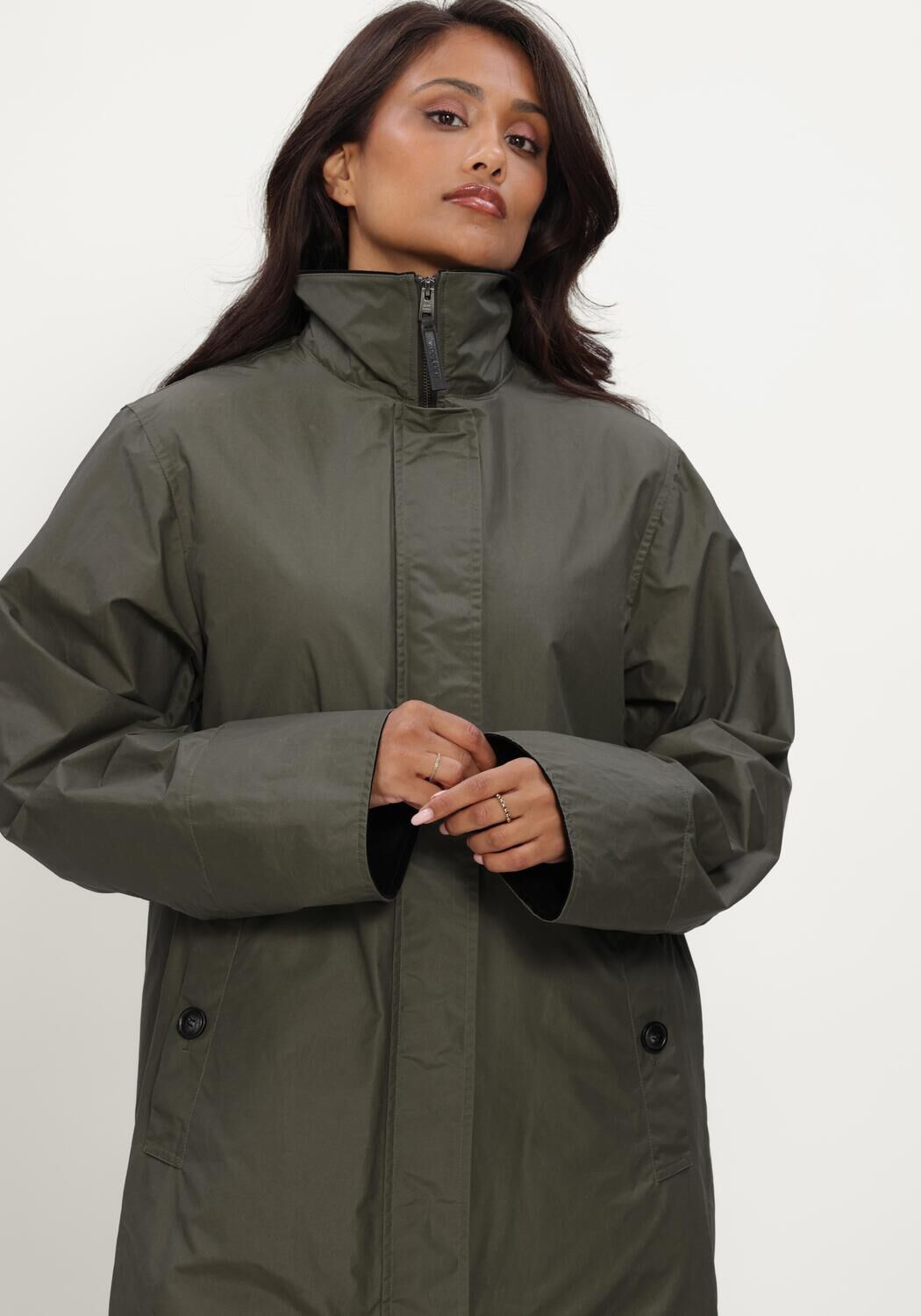 Groene WOOLRICH Mantel WAXED COAT - large