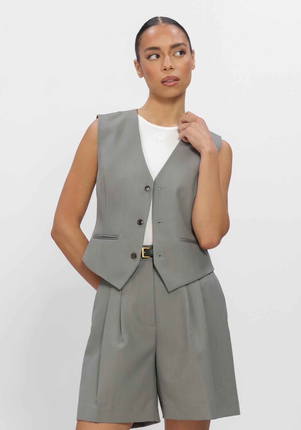 Grijze ANINE BING Top MARIO VEST SAGE - large