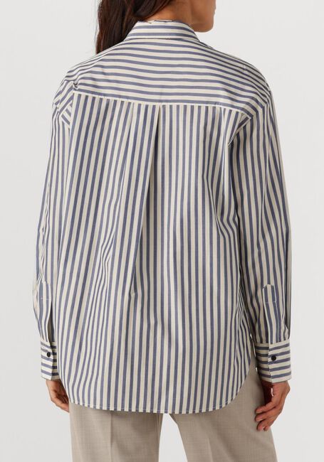 Blauwe FORTE FORTE Blouses CHIC STRIPED TAFFETAS MASCULINE SHIRT - large