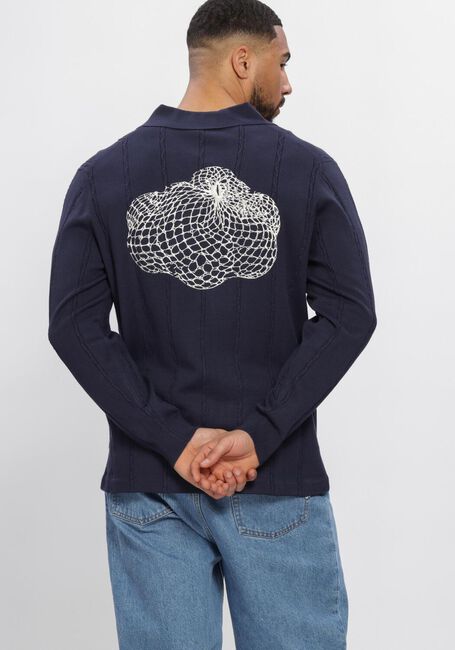 Donkerblauwe FILLING PIECES Polo KNIT FOOTBALL JERSEY - large