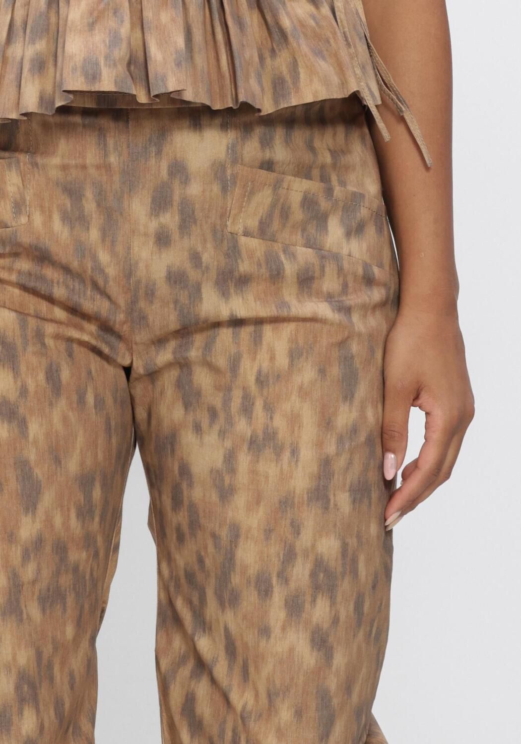 Groene GANNI Wijde broek COTTON LW TWISTED PANTS - large