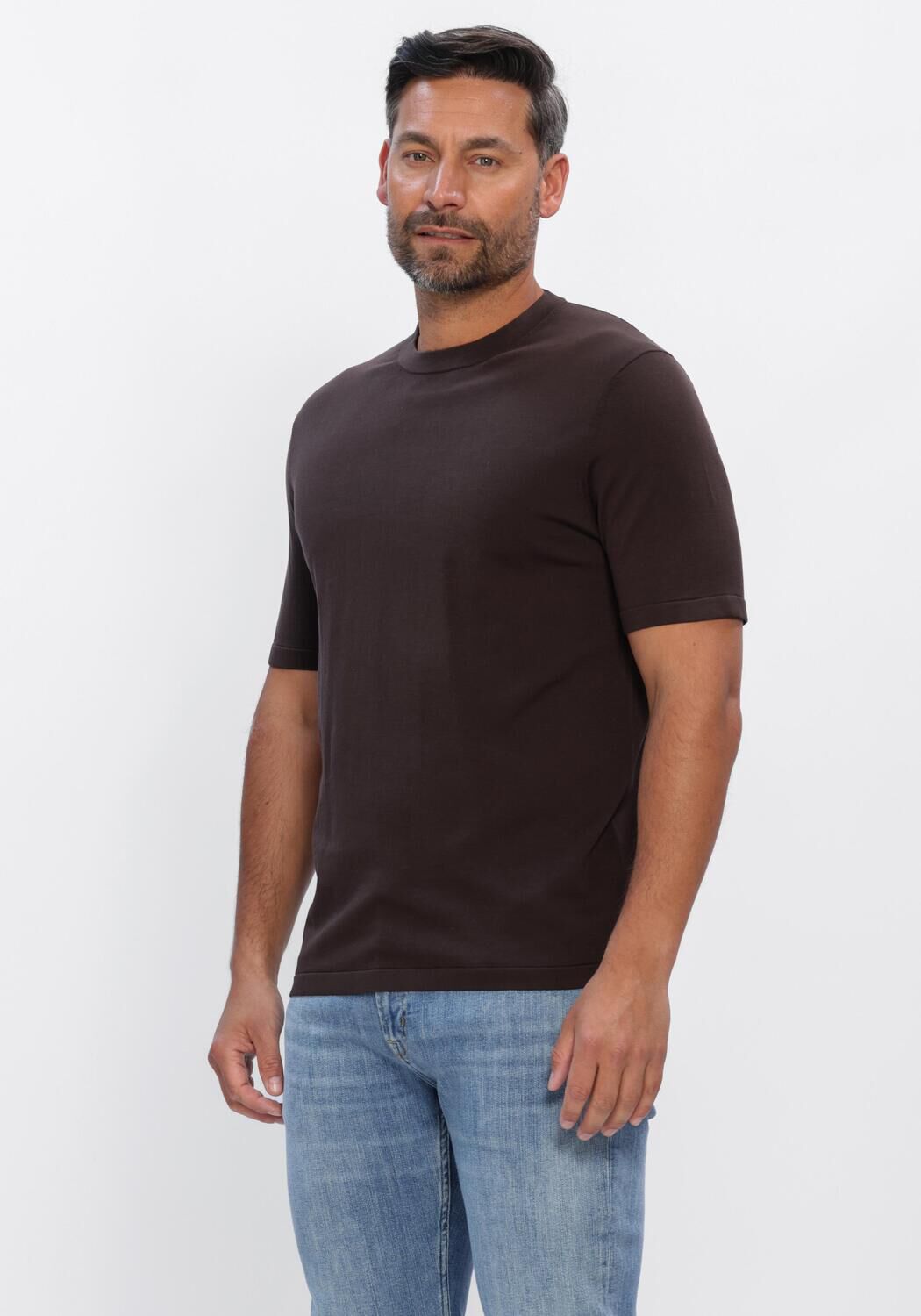 Profuomo T-shirt Heren Aero Ease, Maat: L, Kleur: Bruin