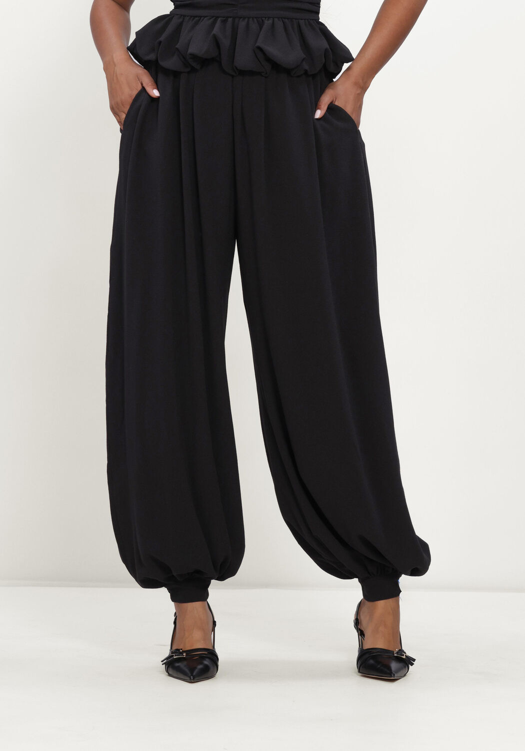 Zwarte ROTATE Balloon broeken BALLOON PLEATED PANTS - large