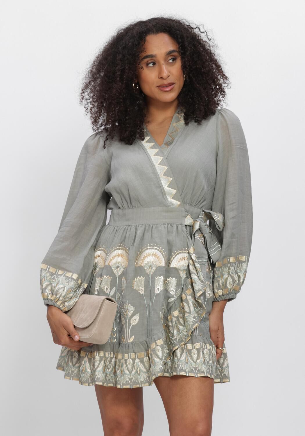 Greek Archaic Kori Mini Jurk Dames S6k-4073174, Maat: M, Kleur: Grijs afbeelding 1