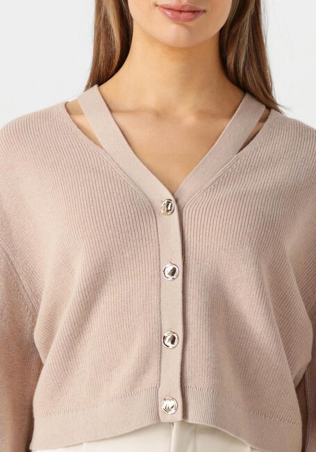 Beige DANTE6 Vest JENY RIB KNIT CARDIGAN - large